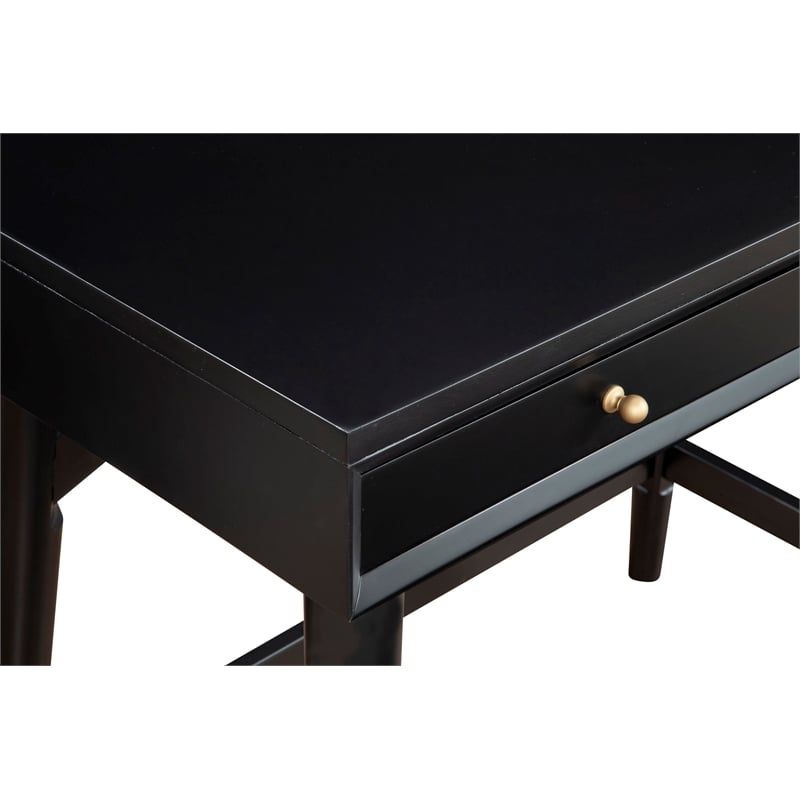 Alpine Furniture Flynn Wood 2 Drawer Desk in Black