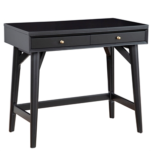 alpine furniture flynn wood 2 drawer desk in black