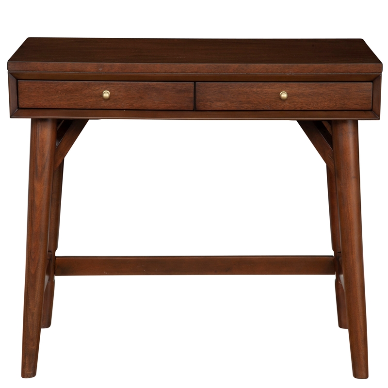 Alpine Furniture Flynn Wood 2 Drawer Desk in Walnut