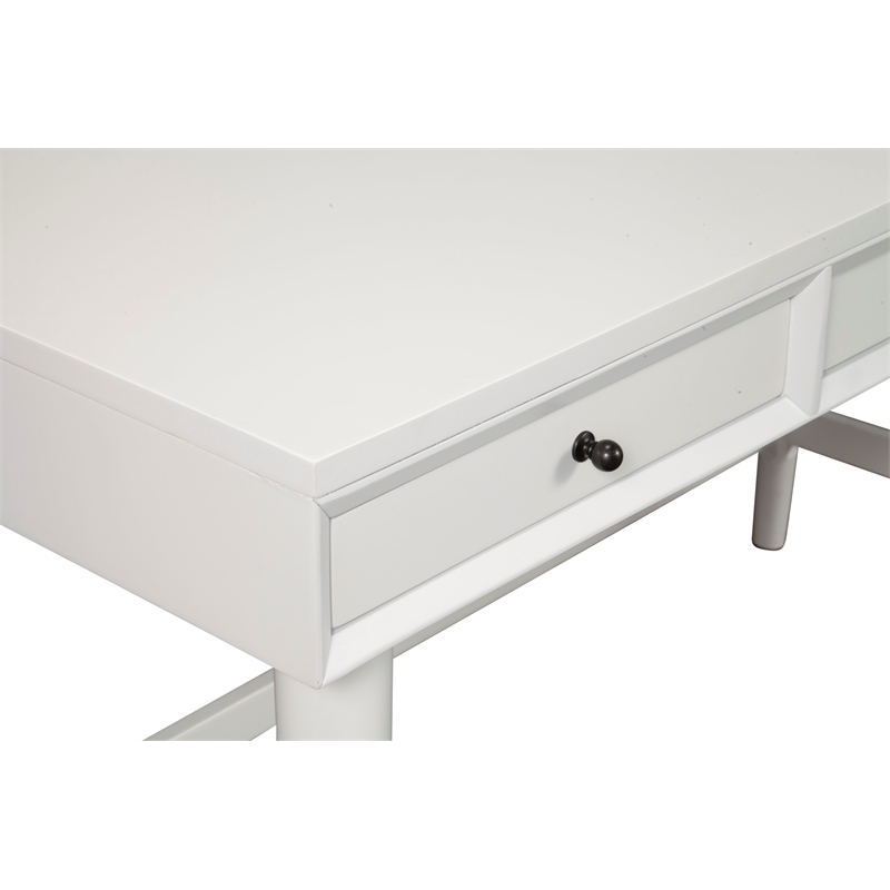 Alpine Furniture Flynn Large Wood 3 Drawer Desk in White