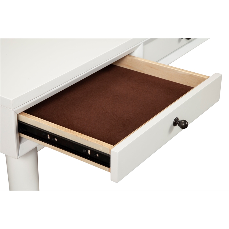 Alpine Furniture Flynn Large Wood 3 Drawer Desk in White