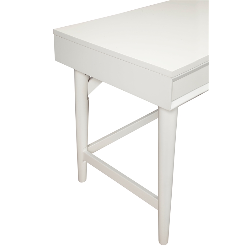 Alpine Furniture Flynn Large Wood 3 Drawer Desk in White
