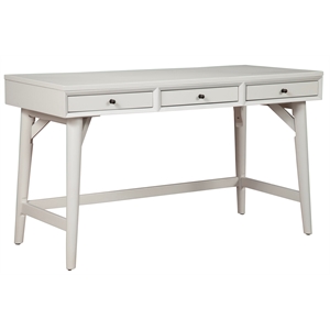 Alpine Furniture Flynn Large Wood 3 Drawer Desk in White