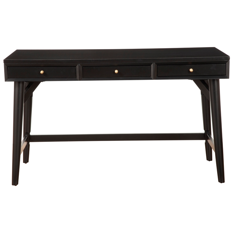 Alpine Furniture Flynn Large Wood 3 Drawer Desk in Black
