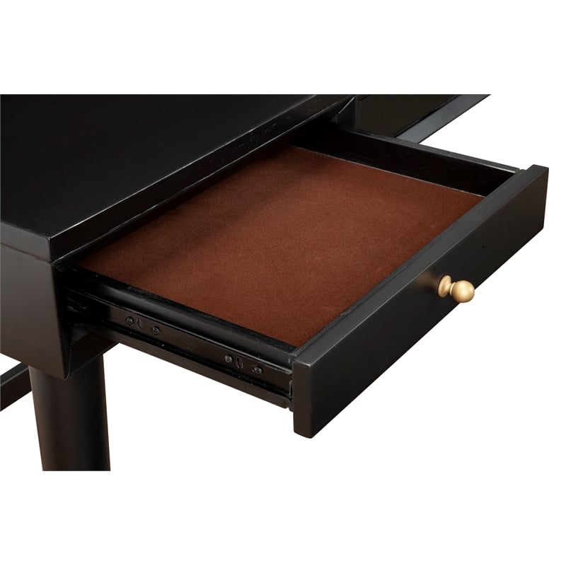 Alpine Furniture Flynn Large Wood 3 Drawer Desk in Black