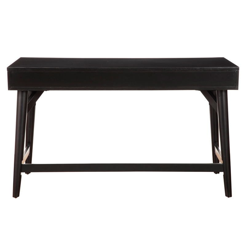Alpine Furniture Flynn Large Wood 3 Drawer Desk in Black