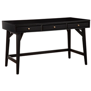 Alpine Furniture Flynn Large Wood 3 Drawer Desk in Black