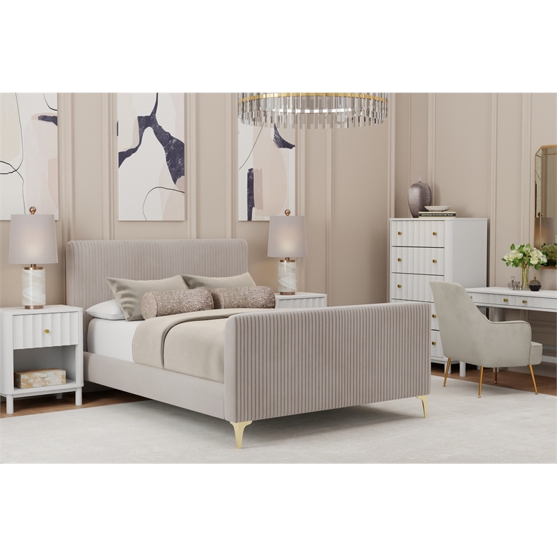 Alpine Furniture Zaldy California King Platform Bed in Light Gray