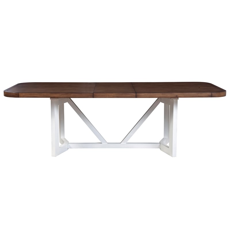 Alpine Furniture Donham Two Tone Wood Dining Table in Brown and White