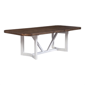 Alpine Furniture Donham Two Tone Wood Dining Table in Brown and White