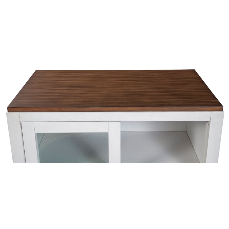 Alpine Furniture Donham Small Wood Display Cabinet in Brown and White