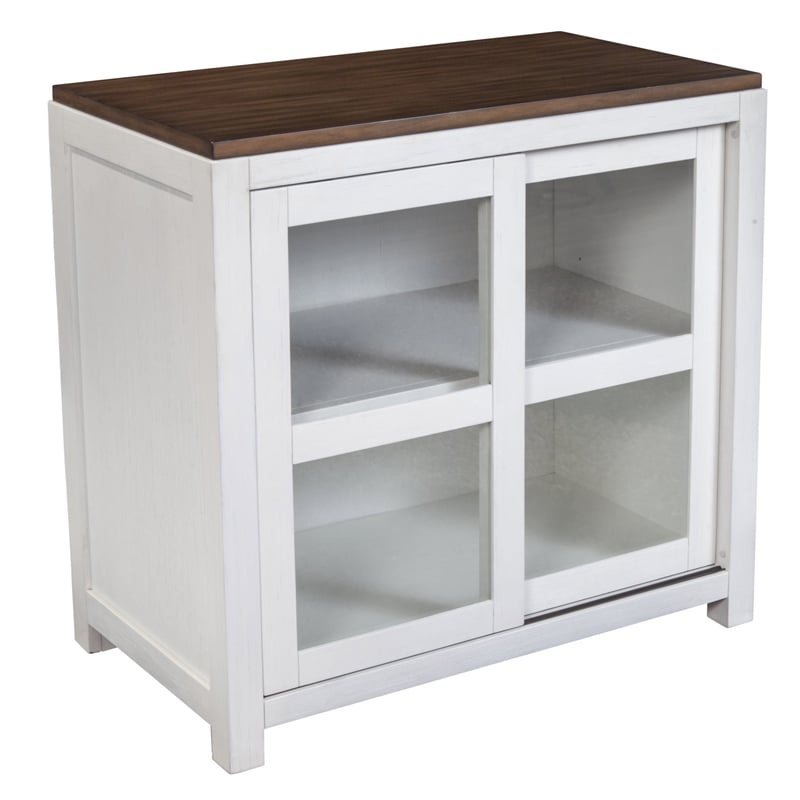 Alpine Furniture Donham Small Wood Display Cabinet in Brown and White