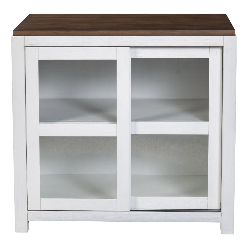 Alpine Furniture Donham Small Wood Display Cabinet in Brown and White