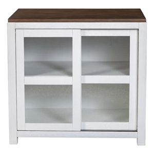 alpine furniture donham small wood display cabinet in brown and white