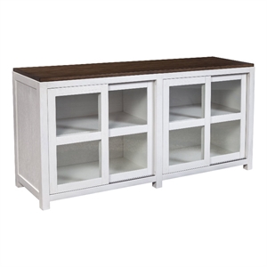 alpine furniture donham large wood display cabinet in brown and white
