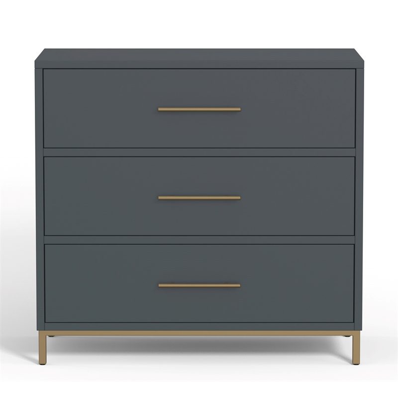 Alpine Furniture Madelyn Three Drawer Small Chest in Slate Gray