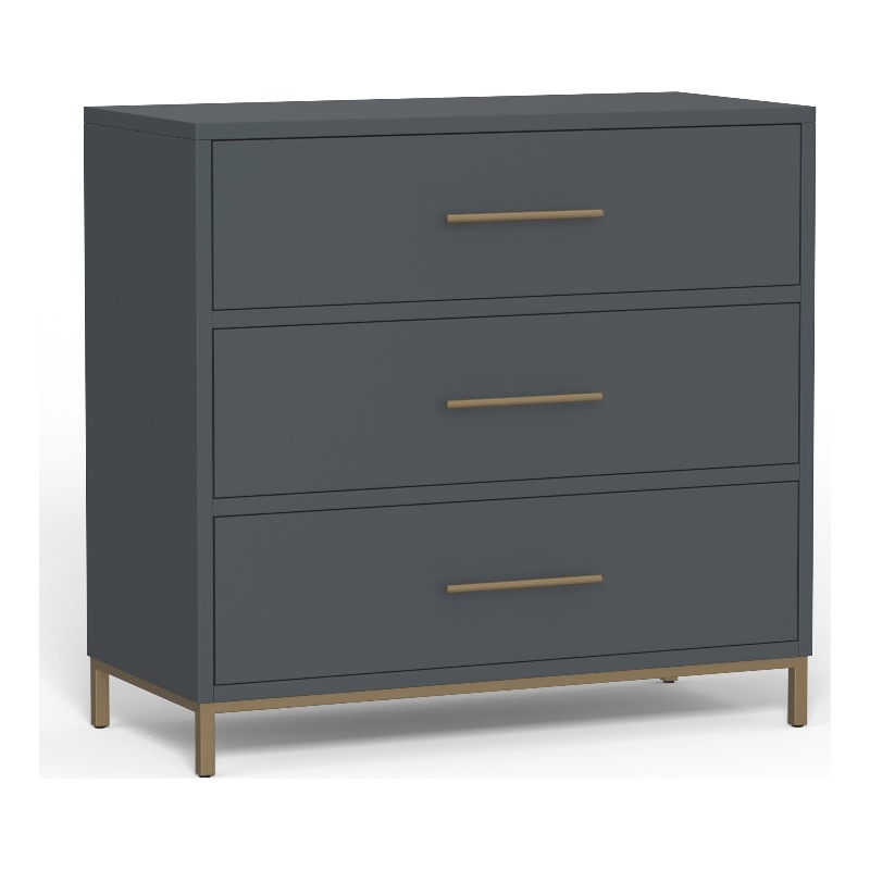 Alpine Furniture Madelyn Three Drawer Small Chest in Slate Gray