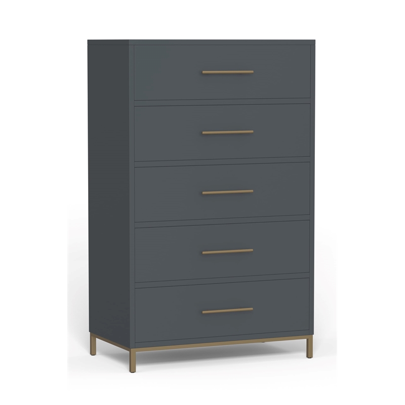 Alpine Furniture Madelyn Five Drawer Chest in Slate Gray