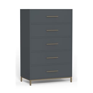Alpine Furniture Madelyn Five Drawer Chest in Slate Gray
