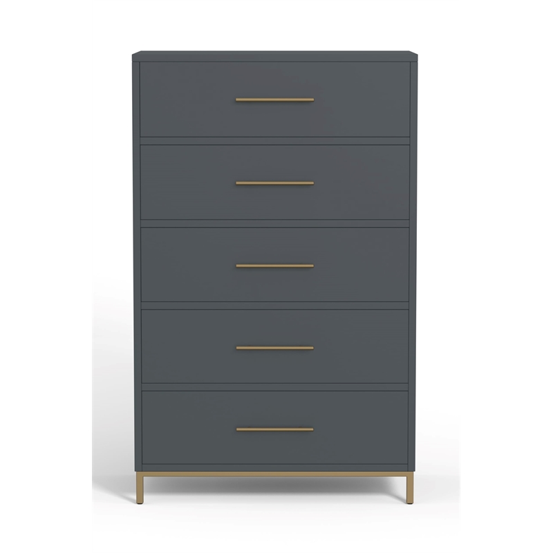 Alpine Furniture Madelyn Five Drawer Chest in Slate Gray
