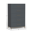 Alpine Furniture Madelyn Five Drawer Chest in Slate Gray