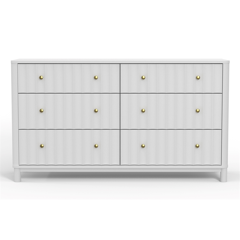 Alpine Furniture Stapleton 6 Drawer Dresser in White