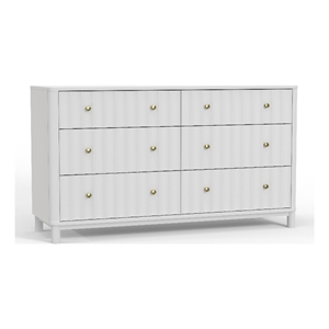 Alpine Furniture Stapleton 6 Drawer Dresser in White
