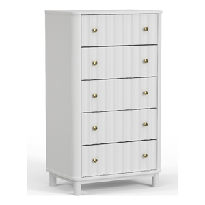 alpine furniture stapleton 5 drawer chest in white