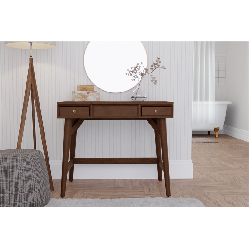 Alpine Furniture Flynn Bedroom Vanity in Walnut