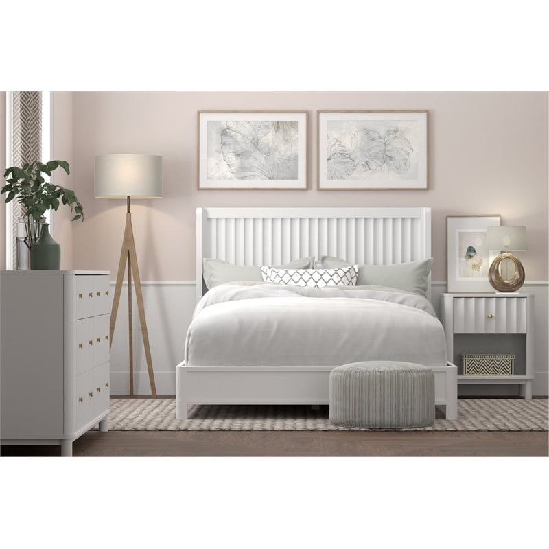 Alpine Furniture Stapleton Queen Panel Bed in White