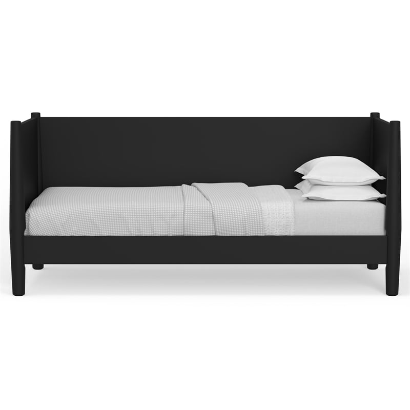 Alpine Furniture Flynn Mid Century Modern Twin Size Wood Day Bed in Black