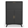 Alpine Furniture Flynn Large Bar Cabinet With Drop Down Tray in Black