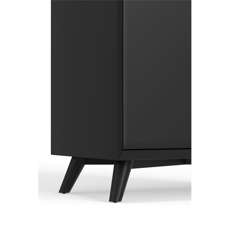Alpine Furniture Flynn Large Bar Cabinet With Drop Down Tray in Black