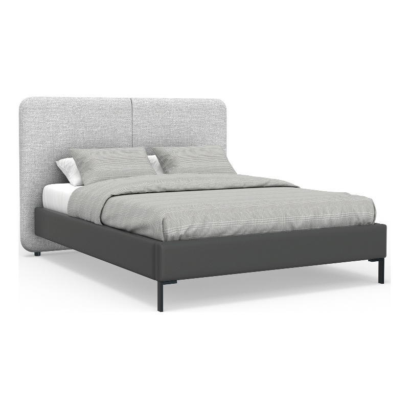Alpine Furniture Walden Upholstered California King Platform Bed in Gray