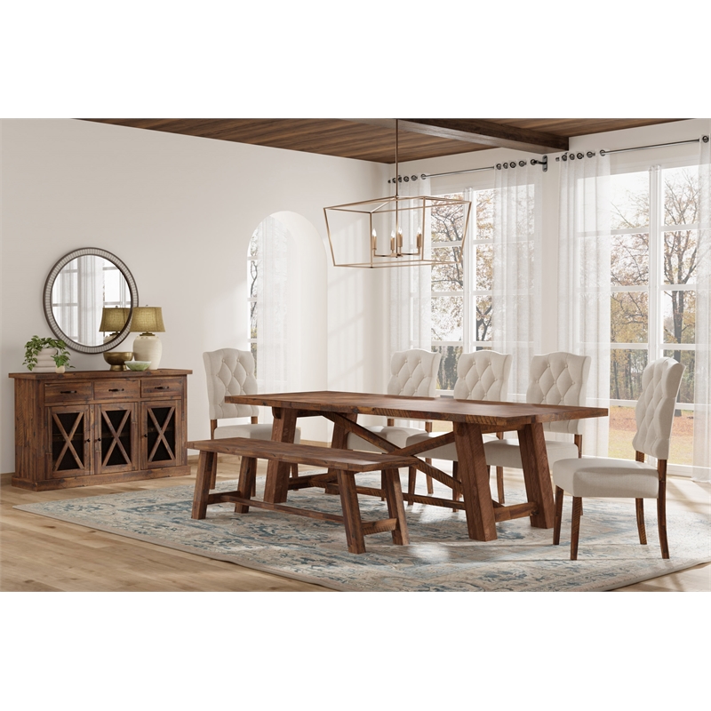 Alpine Furniture Newberry Set of 2 Wood Side Chairs in Medium Brown