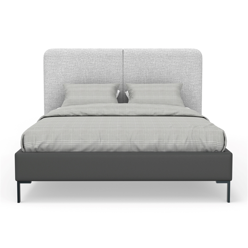 Alpine Furniture Walden Upholstered Standard King Platform Bed in Gray