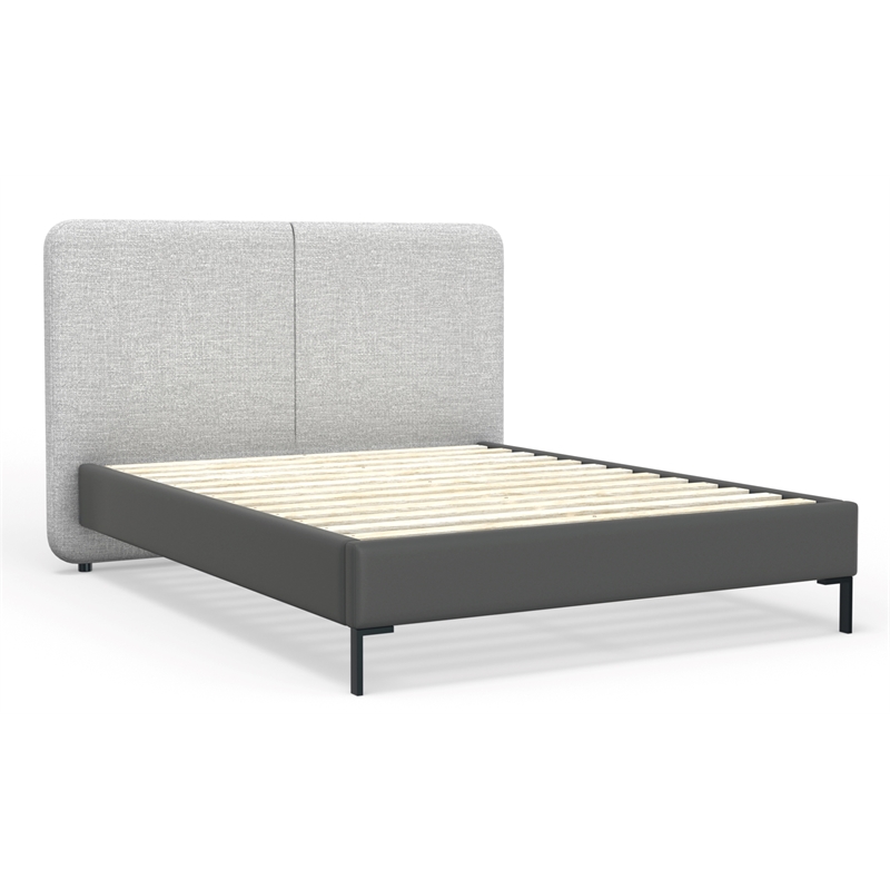 Alpine Furniture Walden Upholstered Standard King Platform Bed in Gray