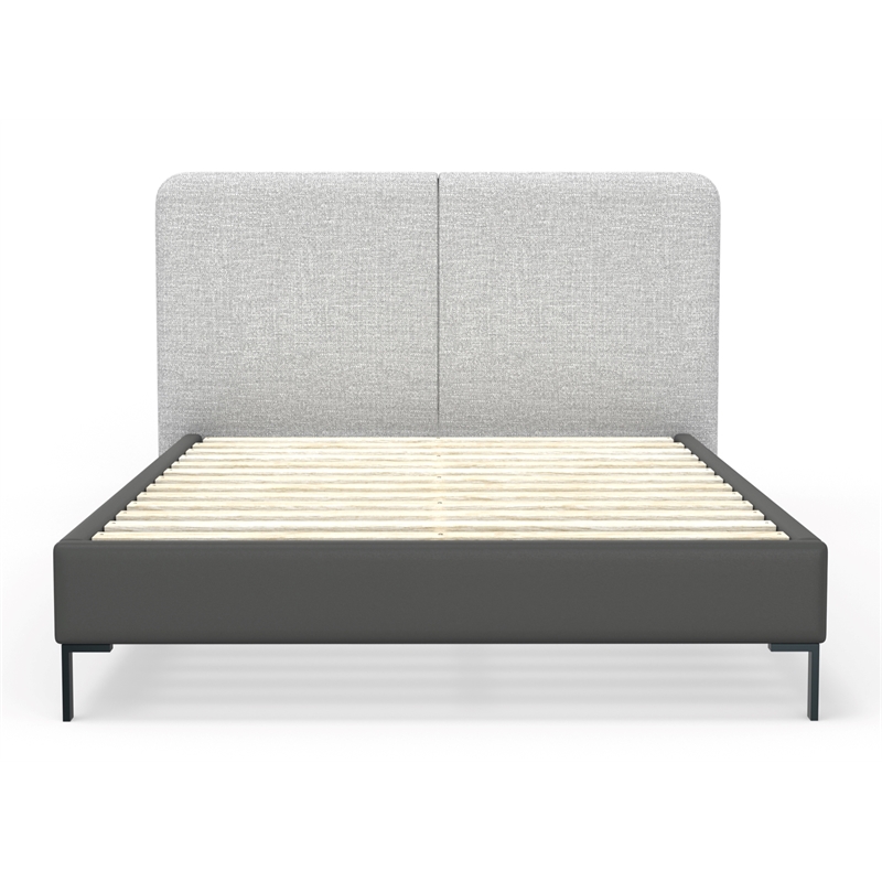 Alpine Furniture Walden Upholstered Standard King Platform Bed in Gray