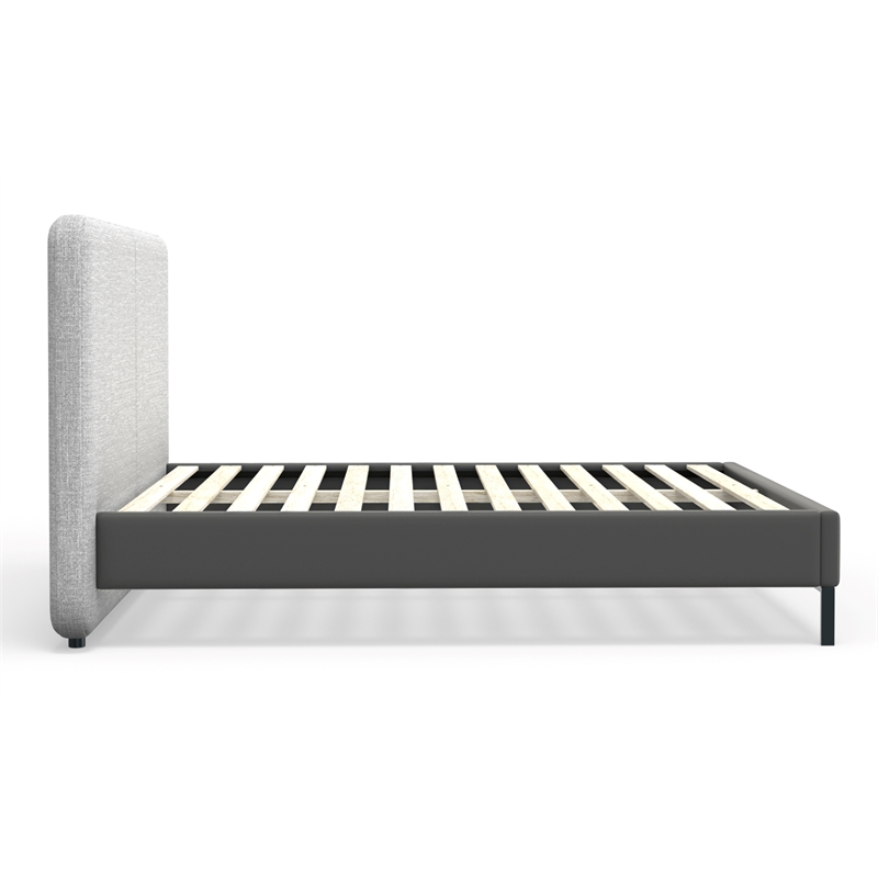 Alpine Furniture Walden Upholstered Standard King Platform Bed in Gray