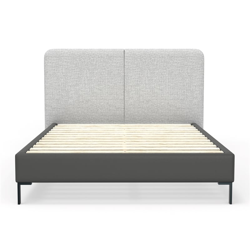 Alpine Furniture Walden Upholstered Full Platform Bed in Gray