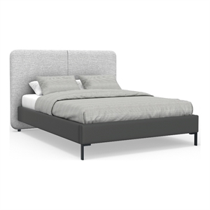 Alpine Furniture Walden Upholstered Queen Platform Bed in Gray