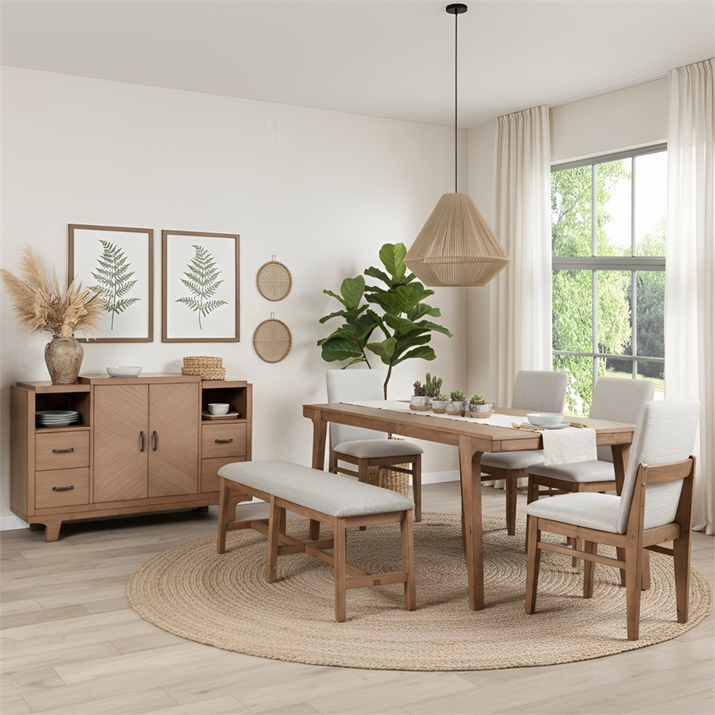 Alpine Furniture Olejo Solid Pine Dining Table in Natural