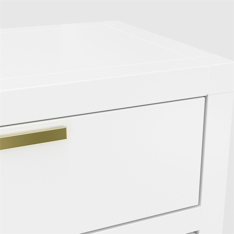 Alpine Furniture Carmel Wood 2 Drawer Nightstand in White