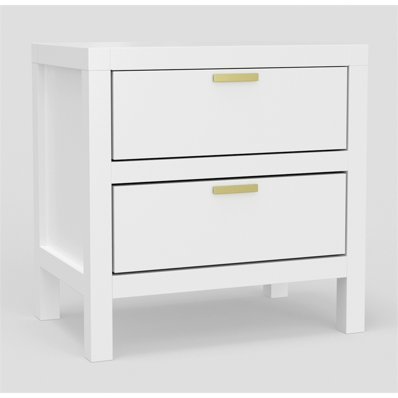 Alpine Furniture Carmel Wood 2 Drawer Nightstand in White