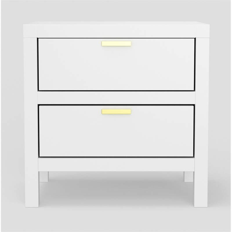 Alpine Furniture Carmel Wood 2 Drawer Nightstand in White