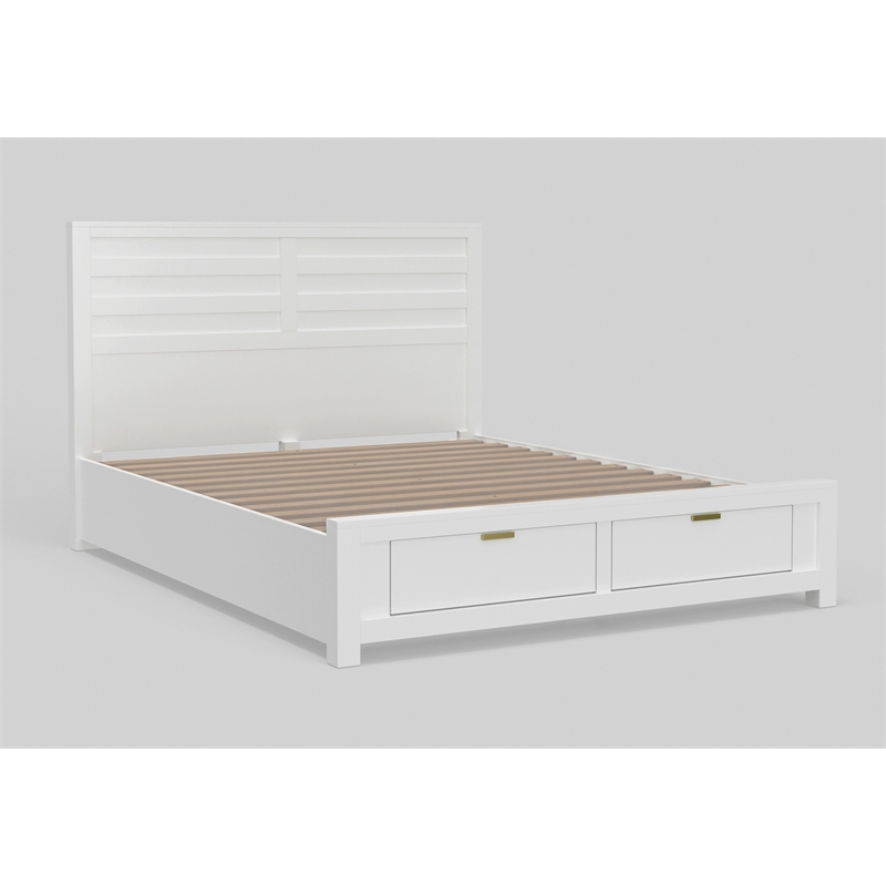 Alpine Furniture Carmel Wood California King Storage Bed in White