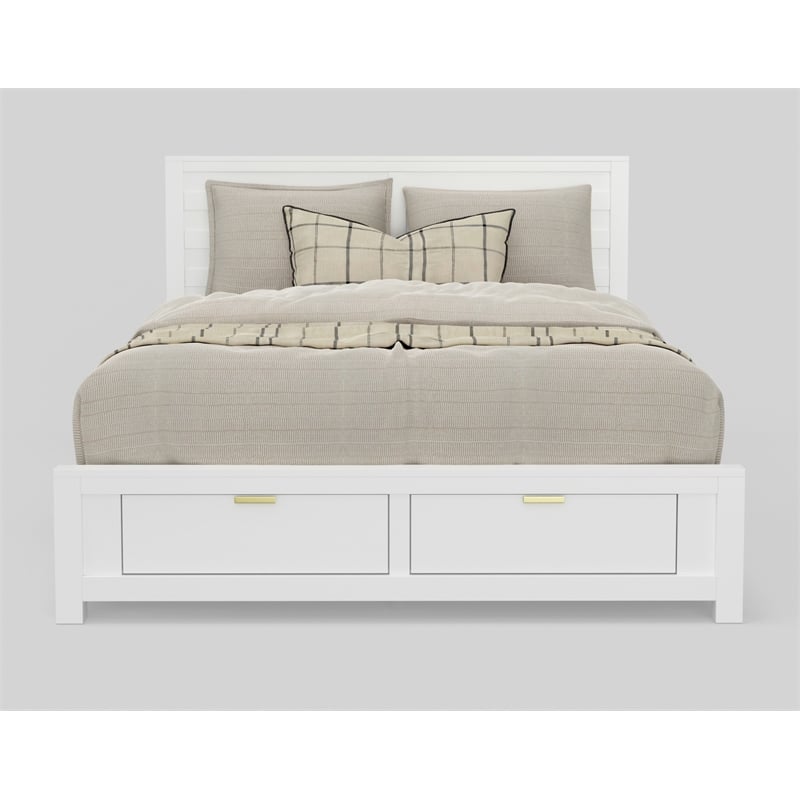 Alpine Furniture Carmel Wood Eastern King Storage Bed in White