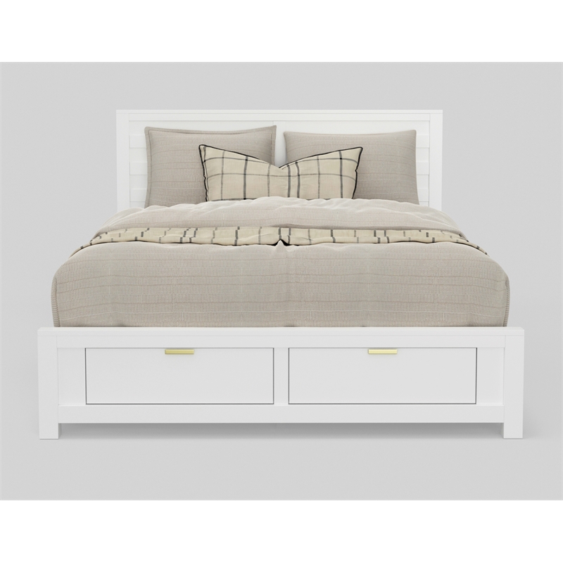 Alpine Furniture Carmel Wood Full Size Storage Bed in White
