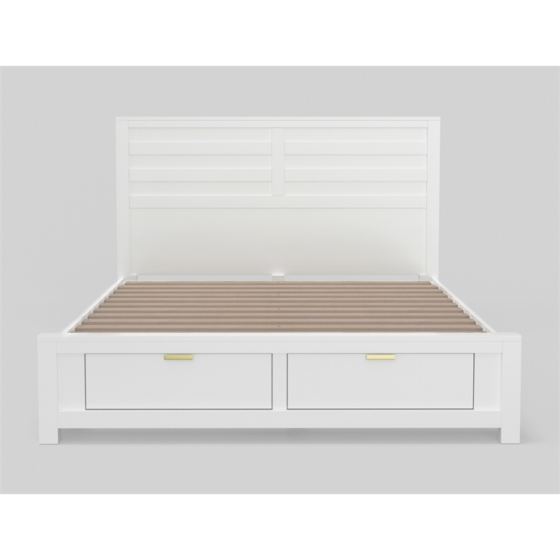 Alpine Furniture Carmel Wood Queen Storage Bed in White
