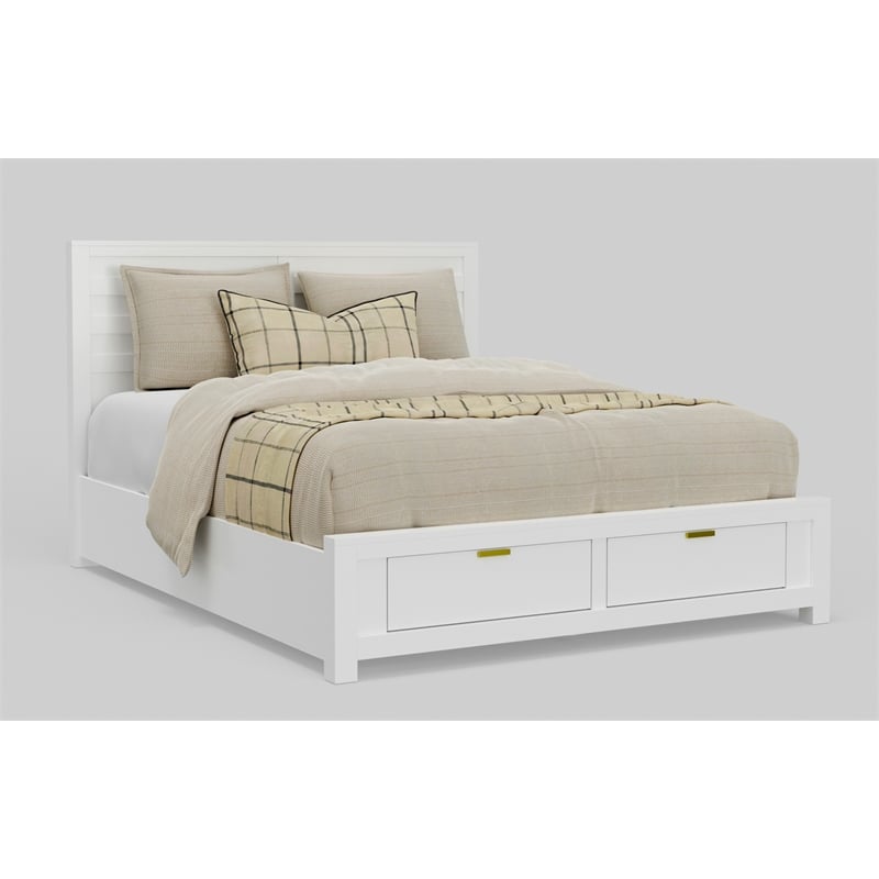 Alpine Furniture Carmel Wood Queen Storage Bed in White
